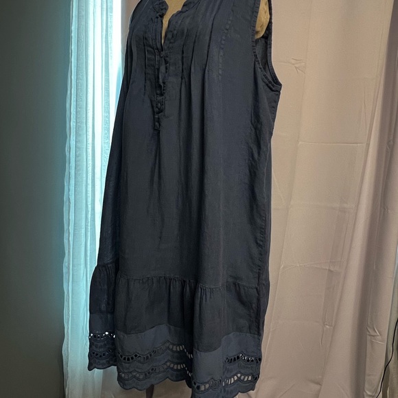 COPY - Women Blue Linen Sleeveless Midi Dress 2X  Rosemarine Plus Size Italy Su… - Picture 2 of 14